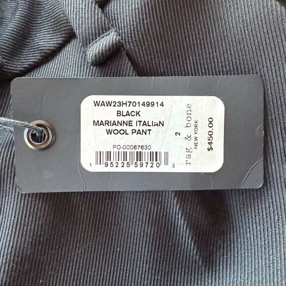 NWT Rag & Bone Women's Marianne Italian Wool Cuffed Hem Trousers in Black Size 2 - Picture 10 of 13